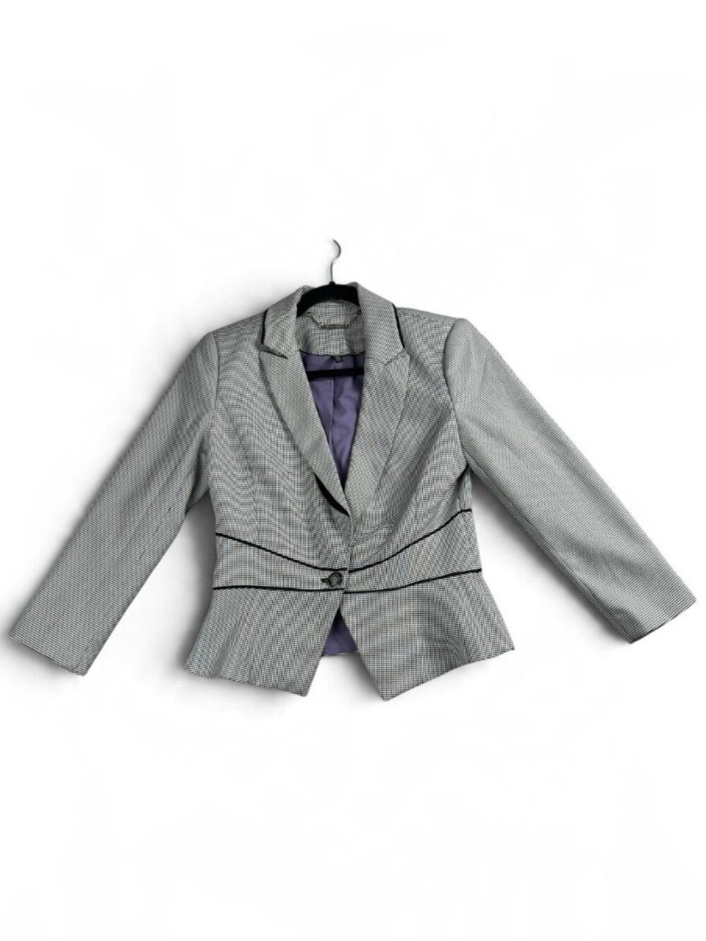White House Black Market Houndstooth Blazer Peplum Office Dark Academia Sz 4